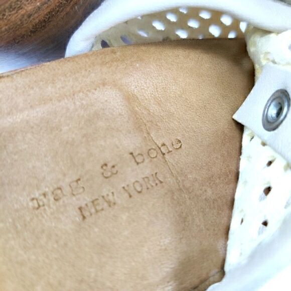 Rag and Bone "Wyatt" White Leather Open Toe Slingback Stacked Heel Sandal Bootie - Picture 12 of 16